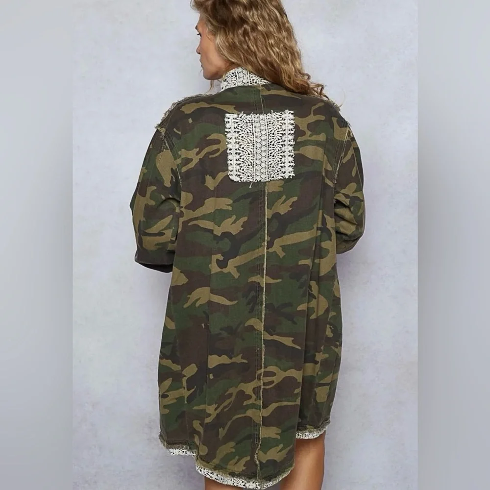 POL New Release Camo & Embroidered Midi length Jacket - Picture 5 of 8
